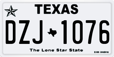 TX license plate DZJ1076