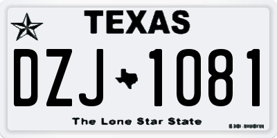 TX license plate DZJ1081