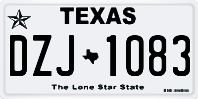 TX license plate DZJ1083