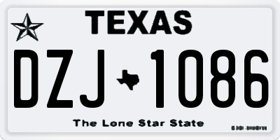 TX license plate DZJ1086