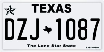TX license plate DZJ1087