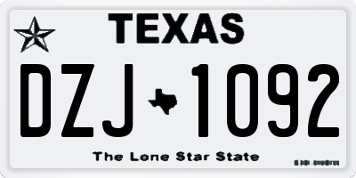 TX license plate DZJ1092