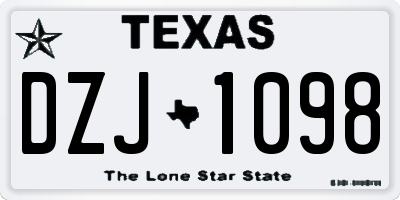 TX license plate DZJ1098