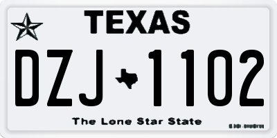 TX license plate DZJ1102