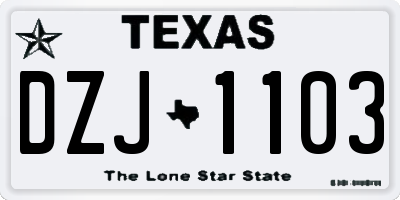TX license plate DZJ1103