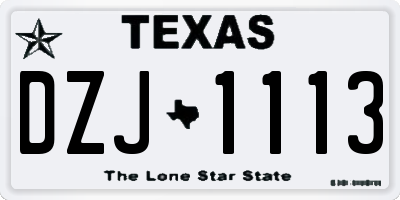 TX license plate DZJ1113