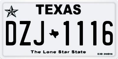TX license plate DZJ1116