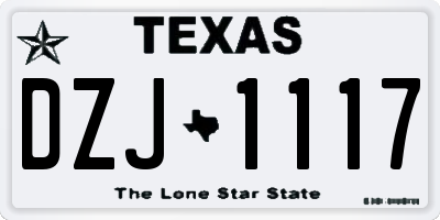 TX license plate DZJ1117