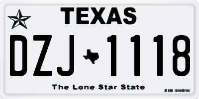 TX license plate DZJ1118