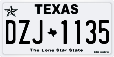 TX license plate DZJ1135