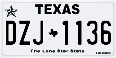 TX license plate DZJ1136