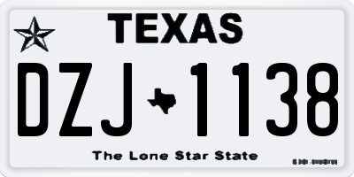TX license plate DZJ1138