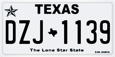 TX license plate DZJ1139