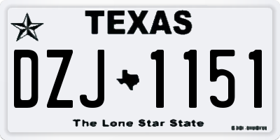 TX license plate DZJ1151