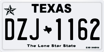 TX license plate DZJ1162