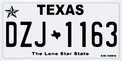 TX license plate DZJ1163