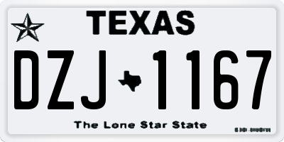 TX license plate DZJ1167