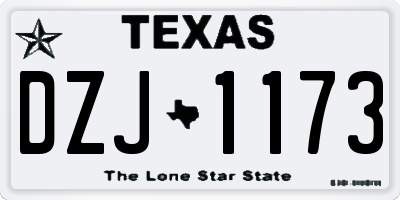 TX license plate DZJ1173