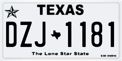 TX license plate DZJ1181