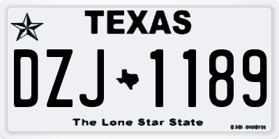 TX license plate DZJ1189