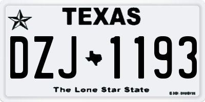 TX license plate DZJ1193