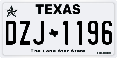 TX license plate DZJ1196