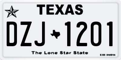 TX license plate DZJ1201
