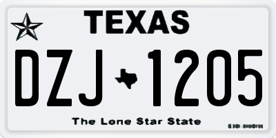 TX license plate DZJ1205