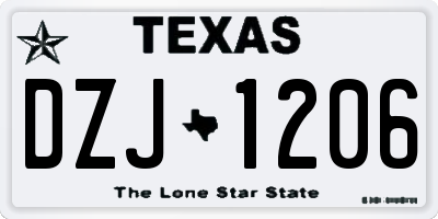 TX license plate DZJ1206