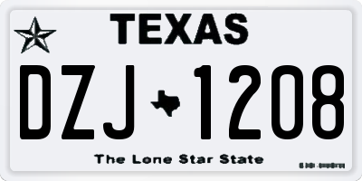 TX license plate DZJ1208