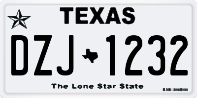 TX license plate DZJ1232