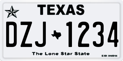 TX license plate DZJ1234