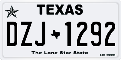 TX license plate DZJ1292