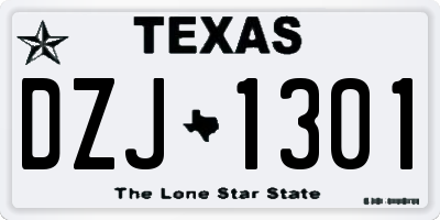 TX license plate DZJ1301