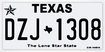 TX license plate DZJ1308