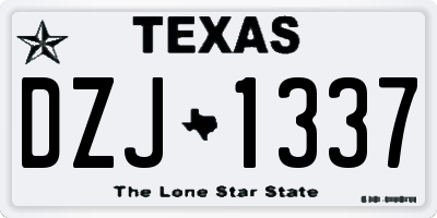 TX license plate DZJ1337