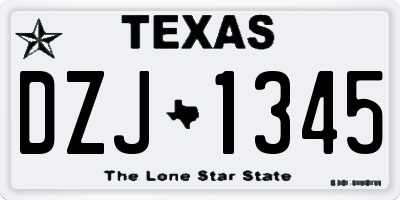 TX license plate DZJ1345
