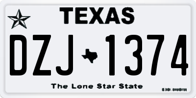 TX license plate DZJ1374