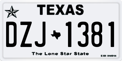 TX license plate DZJ1381