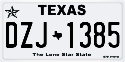 TX license plate DZJ1385