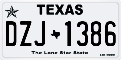 TX license plate DZJ1386