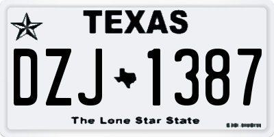 TX license plate DZJ1387