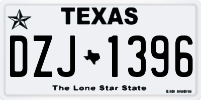 TX license plate DZJ1396
