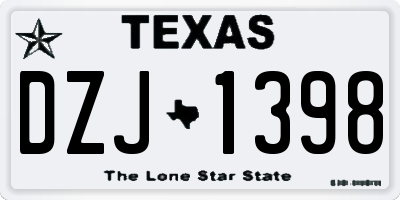 TX license plate DZJ1398