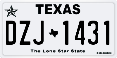 TX license plate DZJ1431