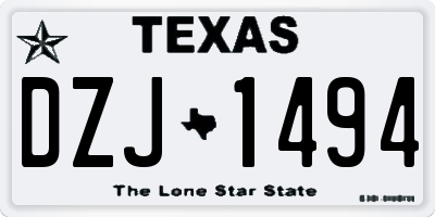 TX license plate DZJ1494