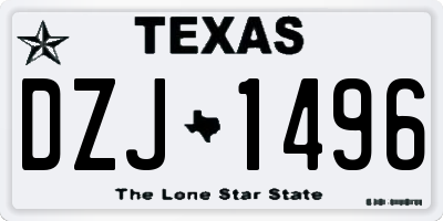 TX license plate DZJ1496