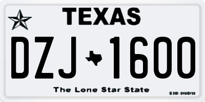 TX license plate DZJ1600