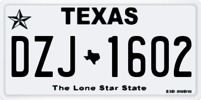 TX license plate DZJ1602