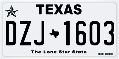 TX license plate DZJ1603